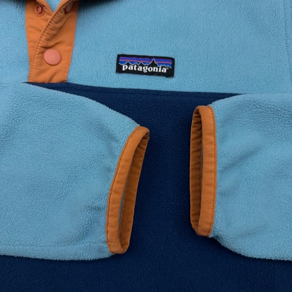 Patagonia Micro D Snap-T Pullover Men S Stone Blue w/ Dam Blue Colorblock Fleece